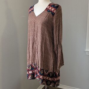 Umgee Boho Southwestern Aztec Mini Dress Women’s Small Long Sleeve Tribal Print